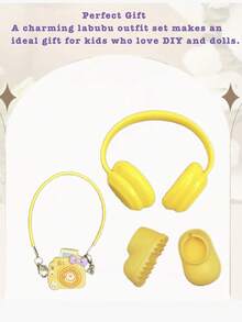 3pcs Plastic Doll Making Kit With Headphones Backpack And Shoes For Labubu, Cute Multicolor Miniature Fashion Set, DIY Craft Project For Students Teachers Bridesmaids And Friends, Perfect For Birthday Christmas Halloween Wedding Celebrations,