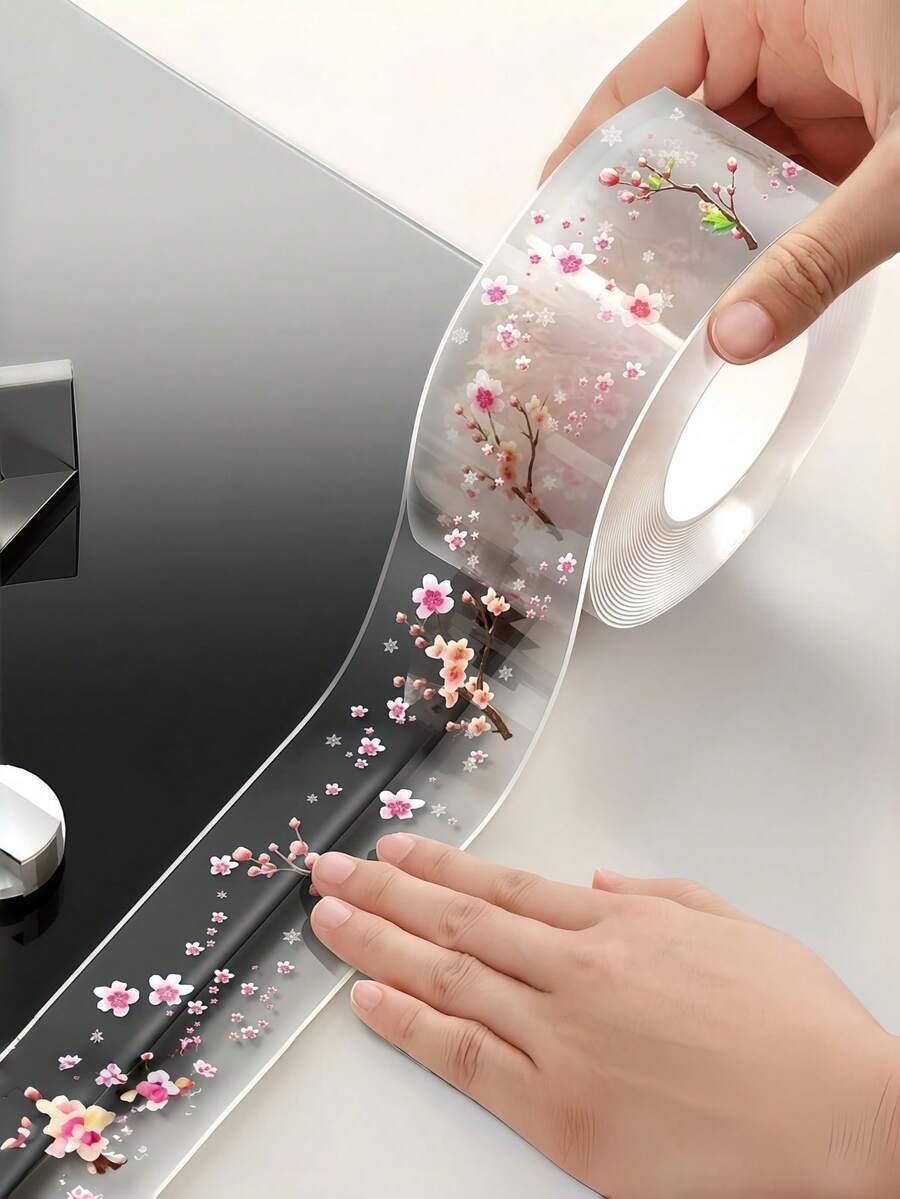 1 卷 118.11 英寸厨房密封胶带，防水防霉炉灶边缘密封胶条，适用于水槽马桶缝隙防水，塑料材质，无需电力 - 彩色 - 查看 1