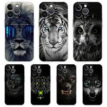 Funda de Animal León Lobo Tigre para  16 15 14 13 12 Pro Max, Cubierta Transparente Suave para  11 Pro Max 7 8 Plus XS XR, Compatible con funda de  17, funda de  17 Pro, funda de  17 Pro Max - b3 - Ver 3