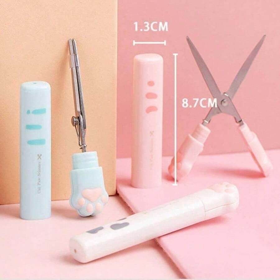 White Paw Scissors, Folding Pocket Scissors Multifunctional Scissor, Kawaii Hand Cutters Art Scissor School Stationery - 白色 - 查看 1