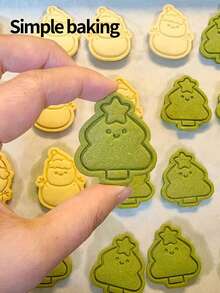 Cute Christmas Cookie Molds, Parent-Child Kitchen Cookie Molds, Fun Cartoon Pattern Cookie Stamps, Christmas Decoration, Cake Decoration Cookie Shapers, Dessert Making Tools, Creative Gift - White - View 10