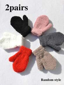 1/2 pares de luvas elásticas mágicas para bebês, luvas de malha macias para bebês do sexo feminino, luvas de malha de inverno para bebês do sexo masculino - Multicolorido - Ver 13