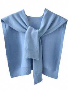 女士针织披肩，纯色肩披开衫，轻薄夏季围巾系颈配饰，春秋季连衣裙搭配。