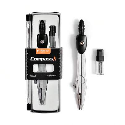 1 Set Of Metal Compasses With Replacement Lead Cores For Student Exams And Office Use With Drawing And Drawing Tools, Back-To-School Supplies