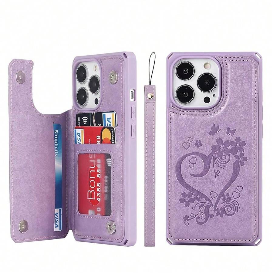 For IPhone 13 Pro Max Case With Card Holder, Wallet Case For Women Men,Phone Case For IPhone 13 Pro Max Case With Stand And Strap,Leather Shockproof Protective Cover- Purple{"Color_name":"E-Purple"} - 多色26 - 查看 1