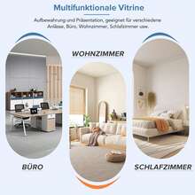 Czarna, błyszcząca gablota ekspozycyjna z oświetleniem LED, 3 przeszklone przegrody, 55*38*166 cm, gablota ekspozycyjna, szafka stojąca, szafka wysoka, szafka do przechowywania