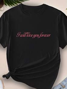 Women's Text Customized T-Shirt, Short Sleeve Round Neck Casual Tops Summer And Spring, Women's Casual Sports T-Shirt