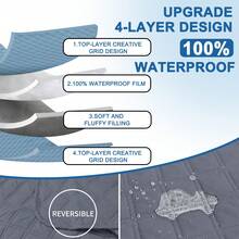 YSTYLE A 100% Waterproof 2/3/4 Seater Sofa Cover With Peninsula, Universal Reversible Corner Sofa Cover