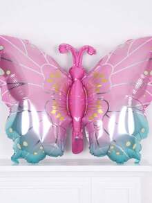 6pcs Butterfly Theme Decorative Balloon Set, 18" Butterfly Shaped Balloons, Purple Star Foil Balloons, Suitable For Birthday Party, Butterfly Theme Decorations - Multicolor - View 4