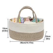 1 Stück Mehrzweck Aufbewahrungskorb, geteilter tragbarer Organizer Korb für Flaschen, Windeln, Babyutensilien, handgewebter Seil Wäschekorb, Großraum Aufbewahrungsbehälter für Zuhause, Schlafzimmer, Spielsachen, Outdoor Nutzung