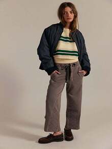 Striped Casual Sweatshirt - Light Yellow - View 3