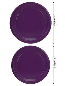 10pcs/20pcs/50pcs Dark Purple Party Supplies Solid Dark Purple Tableware Including 7 Inch And 9 Inch Paper Dinner Plates For Wedding Birthday Party Picnic Barbecue - Purple - View 2