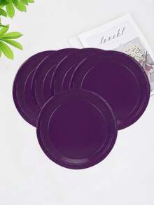 10pcs/20pcs/50pcs Dark Purple Party Supplies Solid Dark Purple Tableware Including 7 Inch And 9 Inch Paper Dinner Plates For Wedding Birthday Party Picnic Barbecue - Purple - View 6