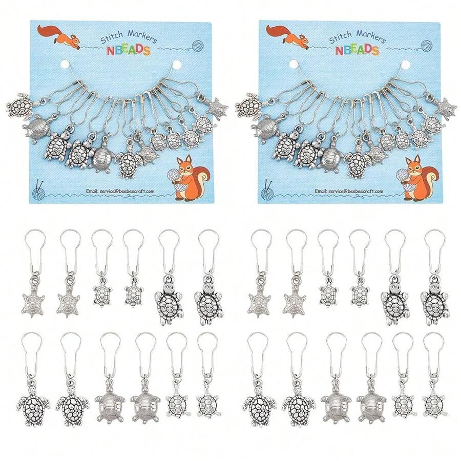 24 Pcs Turtle Stitch Markers, Alloy Tortoise Crochet Stitch Marker Charms  Style Stitch Marker Knitting DIY Gift For Knitting Sewing Accessories Quilting Jewelry Making{"Color_name":"Tortoise"} - con rùa - Xem 1