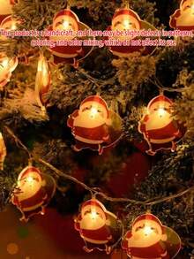 1 pieza Iluminación navideña de 1.5m con 10 luces, decoración de habitación con barba de Papá Noel, mochila de Papá Noel, árbol de Navidad. Adecuado para decoración de fiesta de Navidad, decoración de sala de estar, decoración navideña del hogar, luces para decoración interior y exterior (baterías no incluidas, se requieren baterías AA)