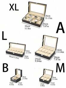 Hộp đựng đồng hồ dung tích lớn 1/3/6 ngăn, giá trưng bày đồng hồ, vòng tay và dây chuyền cho nam và nữ, hộp đựng đồng hồ cơ và điện tử. Hộp da PU màu đen thanh lịch có thanh chắn an toàn - Có thể đựng đồng hồ, hộp trưng bày quà tặng hoàn hảo, hộp đựng đồng hồ, hộp trưng bày đồng hồ, sắp xếp và lưu trữ đồ gia dụng, trang trí phòng, quà tặng nam, quà tặng nữ - Nhiều màu - Xem 3