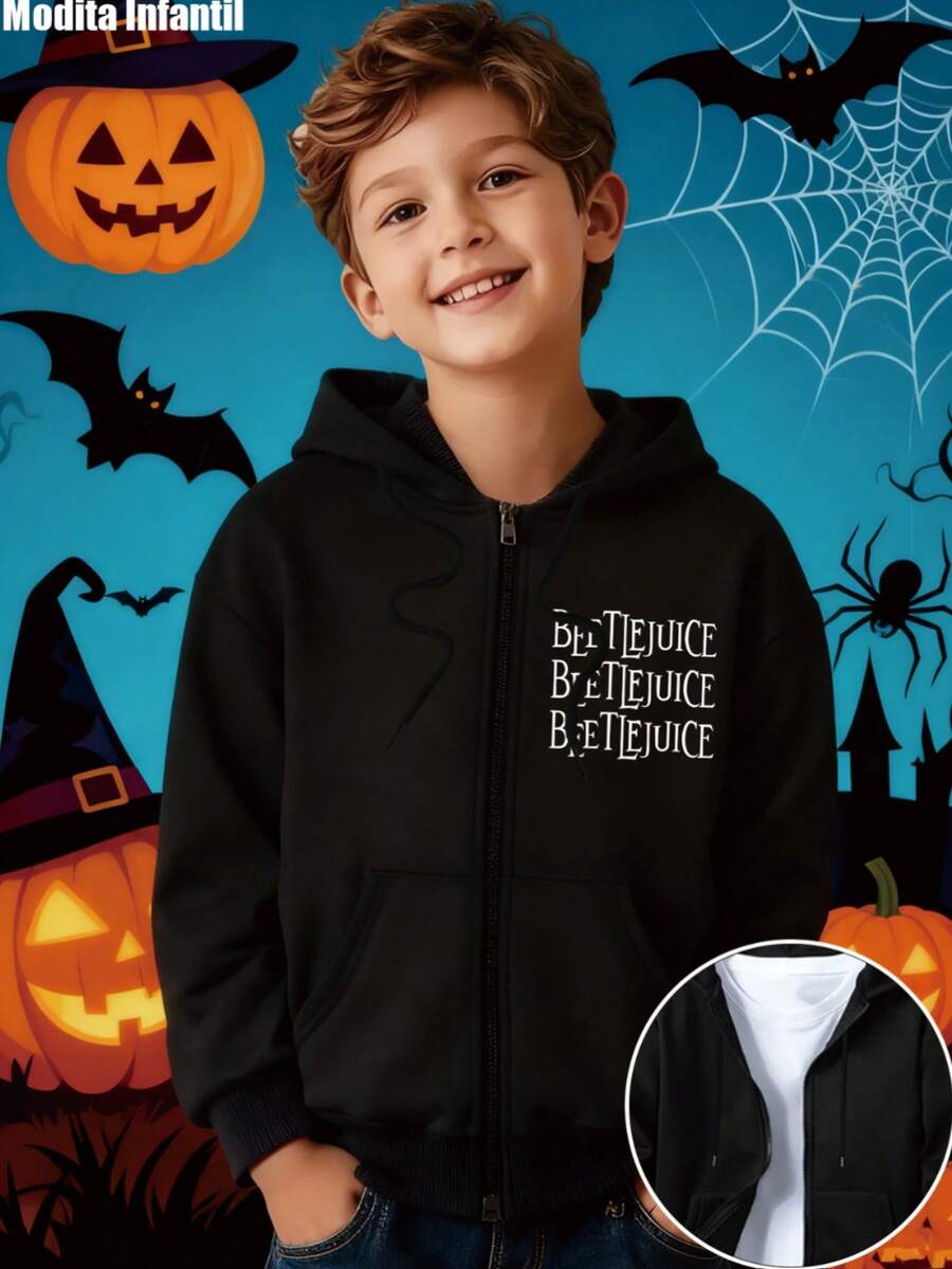 KID005/Chaqueta con capucha para niños|Sudadera con capucha Otoño/Invierno 2025|Sudadera estampada elegante para edades de 3 a 15 años|Temporada de regreso a clases|Halloween|Día de los Muertos|Para uso diario y regreso a clases
18 - Negro - Ver 1