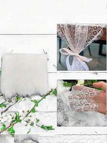 1 pieza 14*118 pulgadas Camino de mesa de encaje, Caminos de mesa de boda bordados estilo bohemio, Mantel de encaje rústico vintage para decoraciones de boda, fiesta nupcial y ducha nupcial. - Blanco - Ver 9