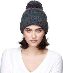 Gorro de invierno para mujeres exclusivo con puntadas de semillas y pompones de confeti (HAT-1816)(HAT-2214)(HAT-2085)(HAT-3841) - Sombrero: verde azulado - Ver 4