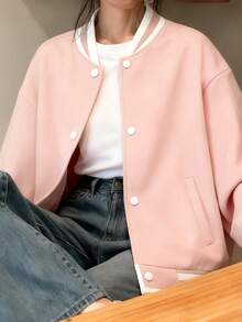 Chaqueta de béisbol High Street: chaqueta individualista y moderna con estampado de inspiración coreana y estilo universitario femenino Cazadoras para Mujer - Rosa - Ver 5