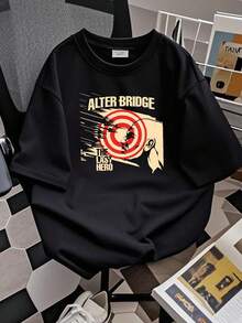 180g pure Cotton Alter Bridge the last hero For Fans All Size T Shirt 1RT654 Print Round Neck Short Sleeve Stretched Slightly Summer female fashion women Comfortable Soft graphic Casual designer clothes Versatile Stylish Top For Everyday Wear Unisex - Negro - Ver 3