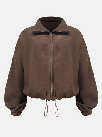 Sodalemon Dam Träning Fitness Utomhus Casual Fleecejacka Långärmad Dragkedja Lös Sportkläder Träningsjacka, Vinter