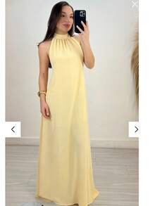 Women's Long Backless Simple Beach Dress None Fabric Backless / Backless Ruffled 019 Wedding Evening Beach Home Office Formal & Evening Travel Daily Birthday Party Summer - 黃色 - 查看 2