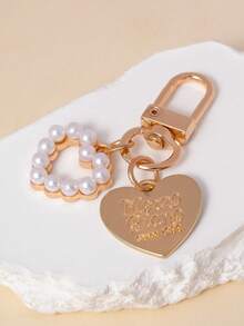 1pc Heart-Shaped Faux Pearl Handbag Charm/Keychain Accessory For Women Car Accessories For Woman Gifts For Women