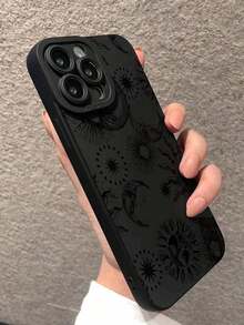 Sun & Moon Pattern Phone Case Compatible With IPhone15/15Plus/15Pro/15Promax - màu đen - Xem 4