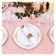 Rose Plastic Plates Disposable Set - 350pcs Party Supplies For 50 Guests - As Picture/H - View 6