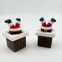 Decoración navideña de escritorio con figura impresa en 3D - Papá Noel cayendo por la chimenea, decoraciones lindas y divertidas para aliviar el estrés, adecuadas para el escritorio de la oficina, la decoración del hogar, el ambiente de la fiesta, la decoración del automóvil al aire libre, adorno de arte de plástico, regalo perfecto para amigos y familiares