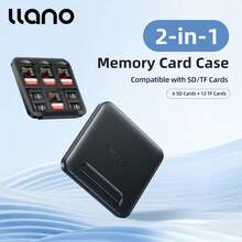Llano 卡片盒支架防水防震存储卡盒适用于 SD/Micro SD TF 卡携带存储整理器保护套带标签 - 黑色 - 查看 9
