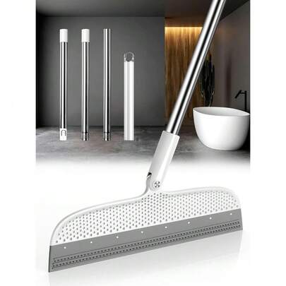 1pc Rubber Squeegee Broom For Floors, 41.3" Long Handle Multi-Surface Magic Broom, Pet Hair Remover Scraper For Laminate Carpets, Windows, Mirrors, Rugs, Hardwood, Tile Cleaning