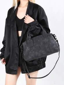 New Vintage Casual Women Handbag Boston Bag Office Commute Tote Shoulder Crossbody Bag With Detachable Strap