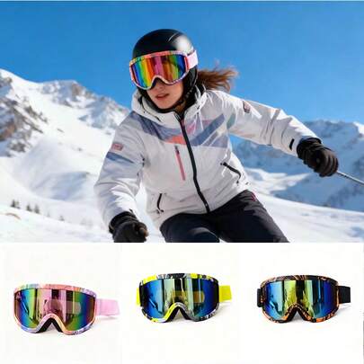 1件装，冬季滑雪装备，成人滑雪镜，KTM摩托车护目镜，骑行护目镜，雪地摩托护目镜，海绵舒适护目镜，可戴近视眼镜的滑雪镜，户外运动护目镜
