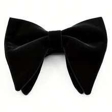 1 Piece Men's Velvet Bow Tie Pre-Tied Oversized Bow Tie Formal Tuxedo Bow Tie Large Bow Tie - 黑色 - 查看 1