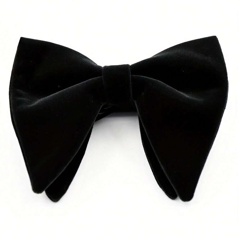 1 Piece Men's Velvet Bow Tie Pre-Tied Oversized Bow Tie Formal Tuxedo Bow Tie Large Bow Tie - 黑色 - 查看 1