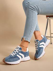 Retro Thick-Sole Sneakers, Thickened Upper, Suitable For Running, Women's Shoes - Blue - View 6