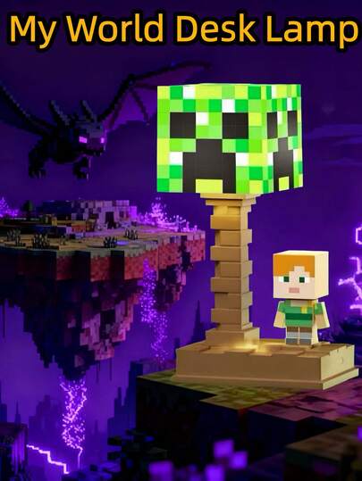 Minecraft Pixel Rechargeable Lamp, Game Peripheral Night Light, Lantern Style Night Light, Minecraft Peripheral Model Creeper, Glowstone, Redstone, TNT, Grass, Pumpkin Night Light, Game Peripheral Gift Model Lamp, Minecraft Model Lamp Column Light, Luminous Model Toy, Minecraft Game Themed Pixel Style Mining Craft Party Supplies, Pixel Miner Birthday Party Decorations, Christmas, Holiday Celebration Accessories, Fun Trinkets, Portable And Lightweight Party Decoration Handmade Collectibles