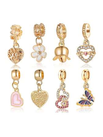 1 st. trendigt ihåligt hjärta, rosblomma, fjärilshänge för gör-det-själv-armband och halsbandstillbehör