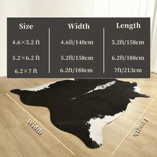 lochas Artificial Faux Cowhide Pattern Carpet, 5.2x4.6 Feet Animal Pattern Fur Carpet, Suitable For Bedroom And Living Room, Western Decoration Carpet, Suitable For Living Room, Office, Front Door, Bedroom Decoration, Gifts, Home Decoration - 黑色 - 查看 8