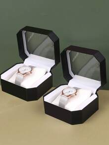 1pc Octagonal Single Slot Watch Box Organizer Storage Box Travel Back To School - Black - View 12