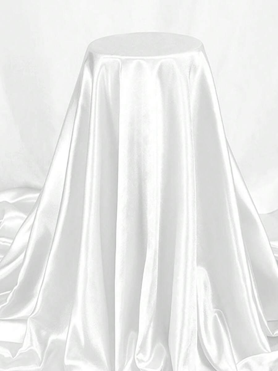 1pc Silky White Satin Fabric, Faux Silk Draping Material, Dress Lining, DIY Clothing Fabric - White - View 1