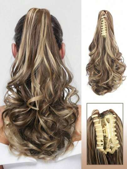 14-Zoll Synthetik Perücke Pferdeschwanz Damen mittellang kurzes lockiges Haar Riemen Stil lockige große Welle Perücke Weihnachten Halloween Geschenke Weihnachten Haarzubehör Halloween Haarzubehör Haarspange Mode Haarklammer Winter Haarklammer