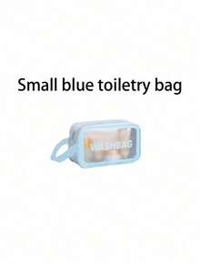 1 pièce Sac de toilette noir en PU à séparation sèche et humide, transparent et imperméable, à double couche, grande capacité, multifonction, sac de rangement pour le maquillage, sac de sport et de natation portable pour hommes et femmes