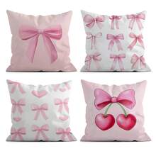Set de 4 fundas de cojín con estampado de lazos rosas, impresión unilateral de 45*45cm - Multicolor - Ver 14