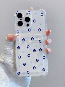 1pc Fashionable Full-Screen Blue Eye & Heart Pattern Transparent TPU Shockproof Phone Case Compatible With IPhone XS/XS Max/XR/11/12/13/14/14 Plus/15/15 Plus/16/16 Plus/7/8 Plus/17/17 Pro And Other Models - Multicolor - View 2