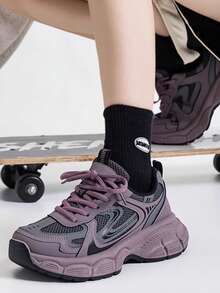香芋紫厚底运动鞋，复古甜美风，秋冬出行必备