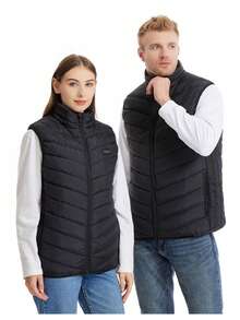 Unisex Intelligent Heated Vest, 27 Heating Zones, 3 Temperature Settings, Lightweight Sleeveless Jacket, Suitable For Running, Training, Hiking, Cycling And Daily Winter Wear (Battery Pack Not Included)