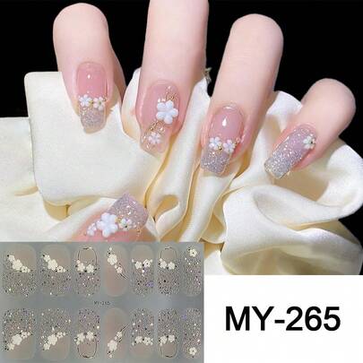 14片半固化凝胶美甲贴纸，果冻米色，沙龙品质，持久耐用，无需UV灯固化美甲用品